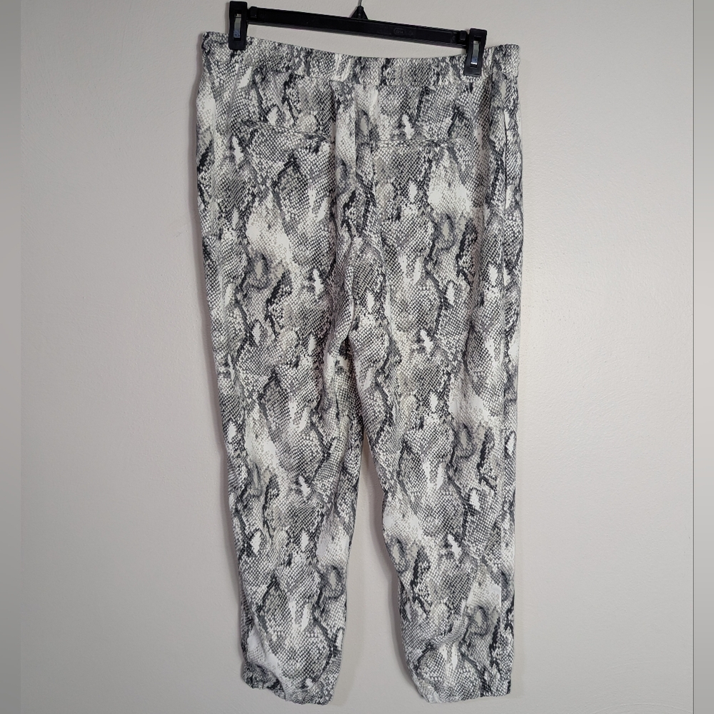 L Express Ankle High Rise Gray Python Jogger Pants w/ Drawstring Waist - Picture 3 of 5